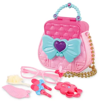 

Toys for Girls Beauty Set Plastic Kids Gift Princess Hair Clip Comb Glass Mirror with Makeup Bag Simulation Toys For Children