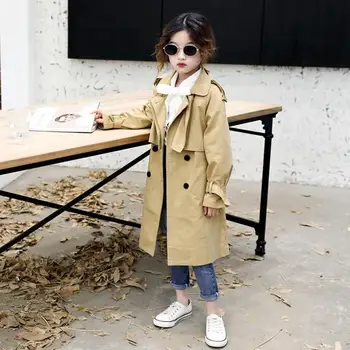 

Children baby girl spring autumn new trench coats 2019 Korean style fashion belt loose Jackets kids teens outerwear ws382