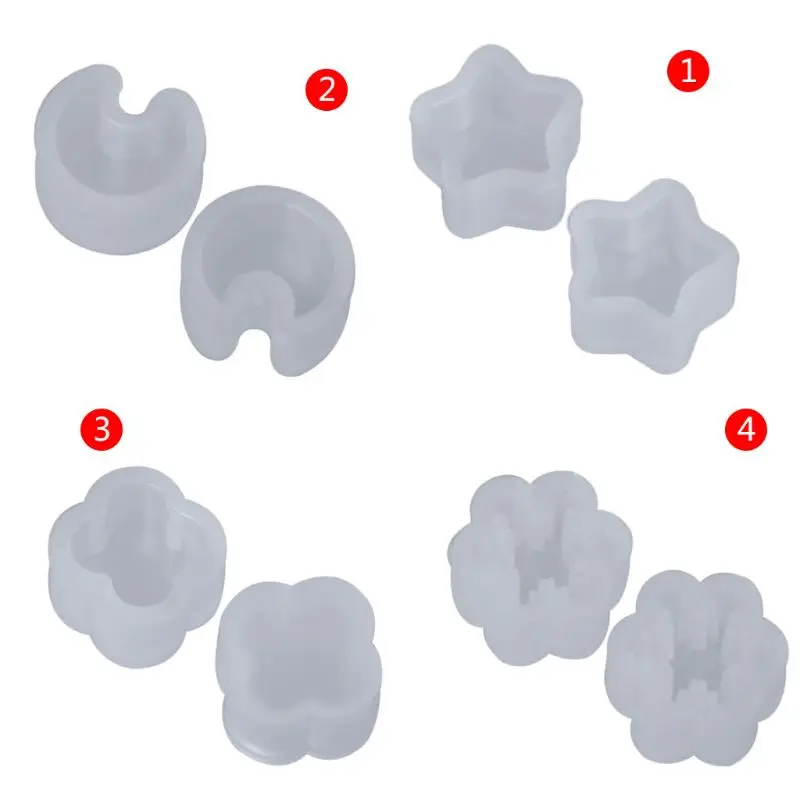 

8 Pcs Silicone Mold Ear Stud DIY Jewelry Making Snowflake Moon Star Flower Shape Mini Small Molds Epoxy Resin Crafts Tools