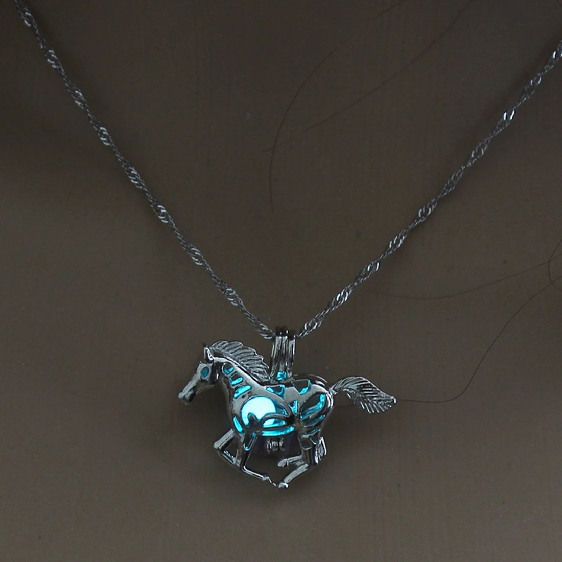 Hot Sale Running Horse Luminous Locket Pendant Necklace Glowing in the Dark Vintage Jewelry Necklace For Women Choker Hot Sale Running Horse Luminous Locket Pendant Necklace Glowing in the Dark Vintage Jewelry Necklace For Women Choker