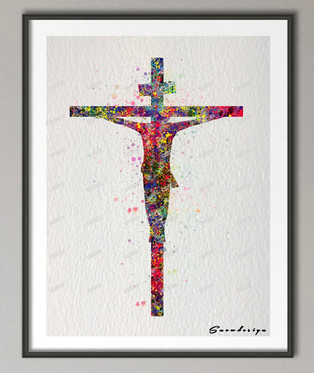 Buy DIY Original watercolor Jesus on the cross canvas