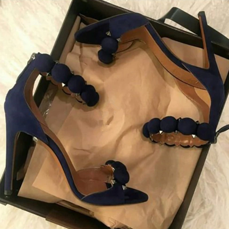 Bom-Bom-Black-Suede-Leather-Women-Sandals-Sexy-Studded-Rivets-High-Heels-Zipper-Party-Wedding-Shoes