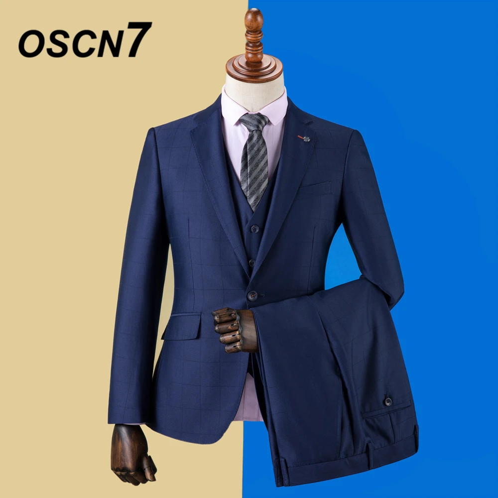 OSCN7 2019 клетчатые Костюмы Под заказ для мужчин Slim Fit Свадебная вечеринка мужской s