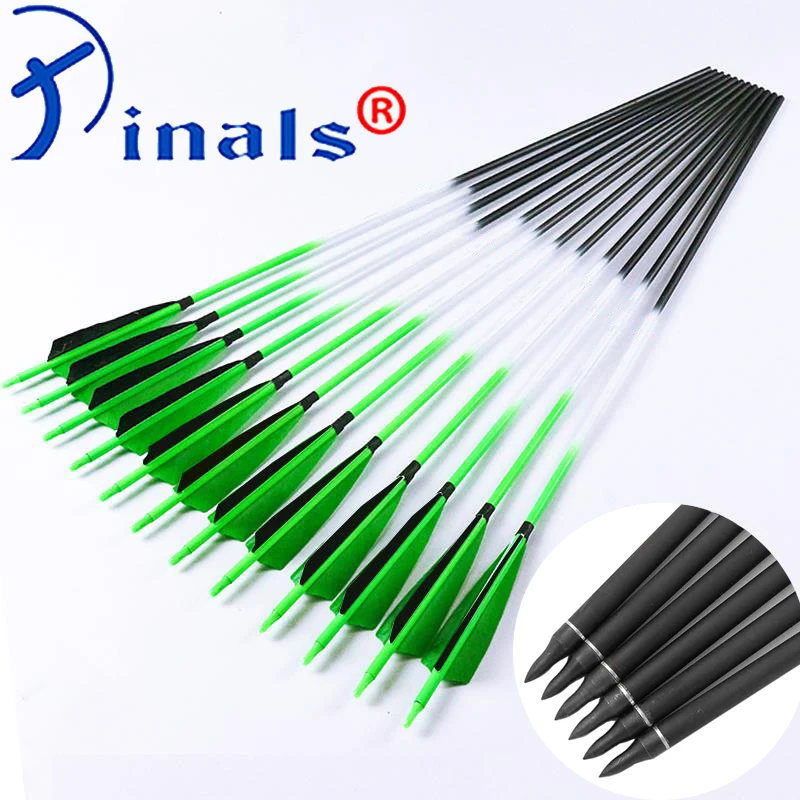 

Pinals Carbon Arrows Spine 300 340 400 500 600 ID6.2mm Turkey Vanes Compound Recurve Bow Hunting