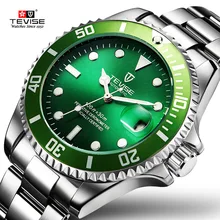 TEVISE зеленые часы Мужские автоматические механические с защитой от царапин вращающиеся наружные кольца водонепроницаемые светящиеся мужские часы Топ бренд класса люкс