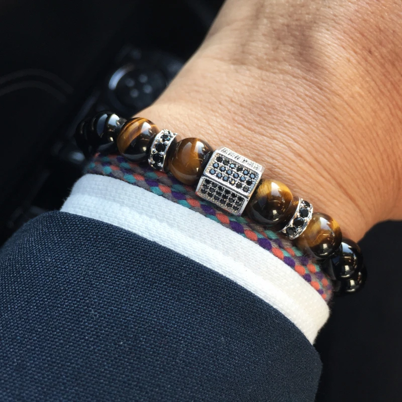 Mcllroy bracelet men Luxury Gold Cubic Zirconia Beads Bracelets Male