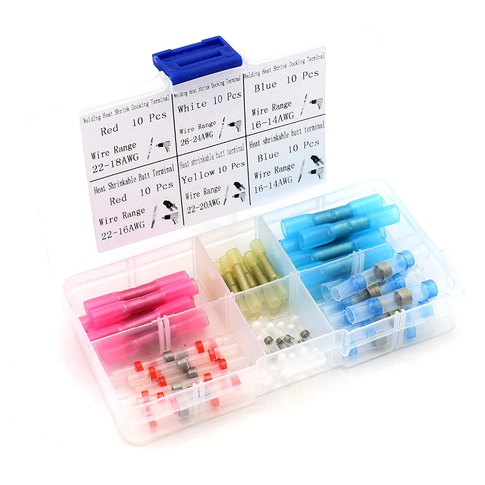 60 шт. термоусадочные стыковые соединители для проводов|Терминалы| |