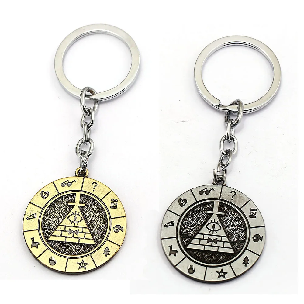

New Gravity Falls Bill Jewelry Keychain Key Ring The Mysterious Town Key Holder Chaveiro llaveros Chlidren Gift