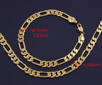 

Bangrui gold color Men Necklace Jewelry Wholesale 7MM Trendy Long Figaro Chain Necklace