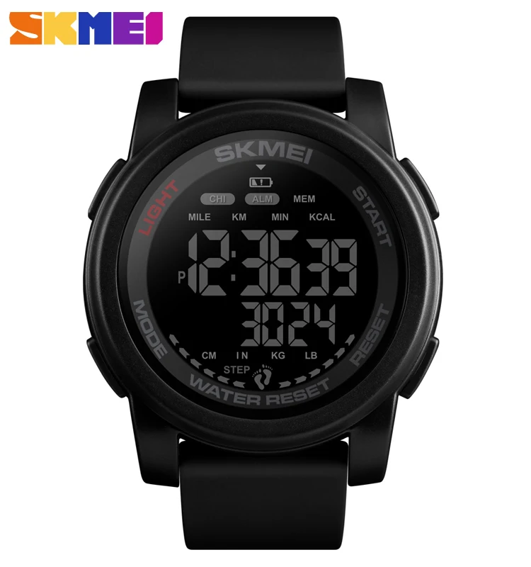 SKMEI 2 Time Mileage Watches Mens Calorie Distance Digital Sport Wrist Watch For Men Pedometer Data Clock relogio masculino 1469 