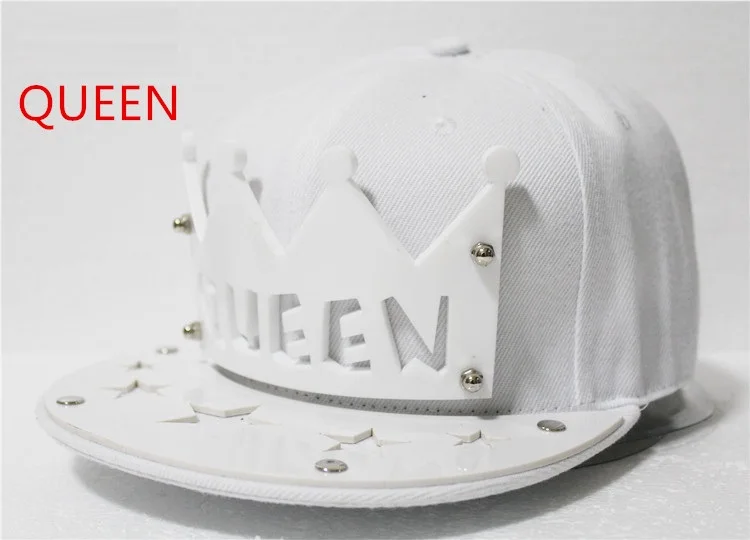 Акриловая бейсболка хип-хоп шляпа королева/король плоская верхняя часть оснастки назад панк подарок