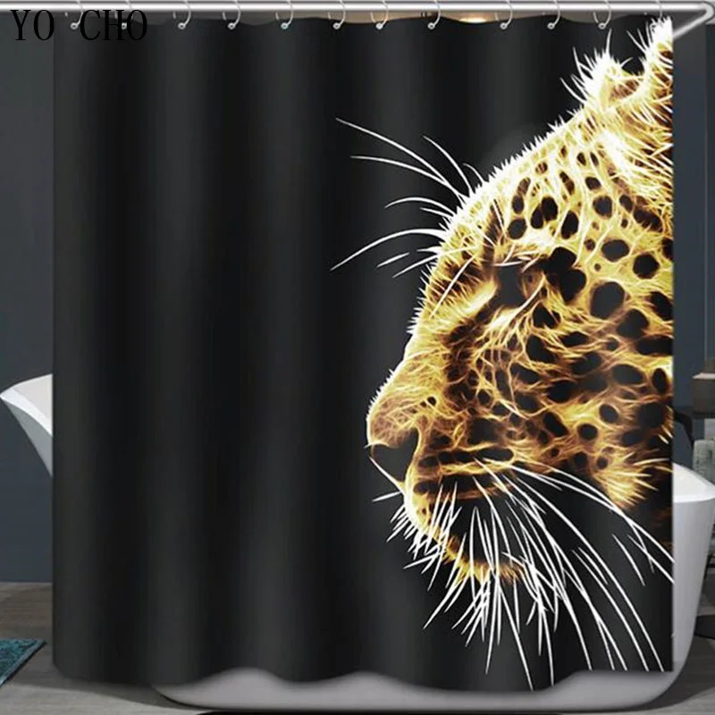 

New High Quality Animal lion Leopard 3D Shower Curtain Polyester waterproof fabric rideau douche halloween shower curtain