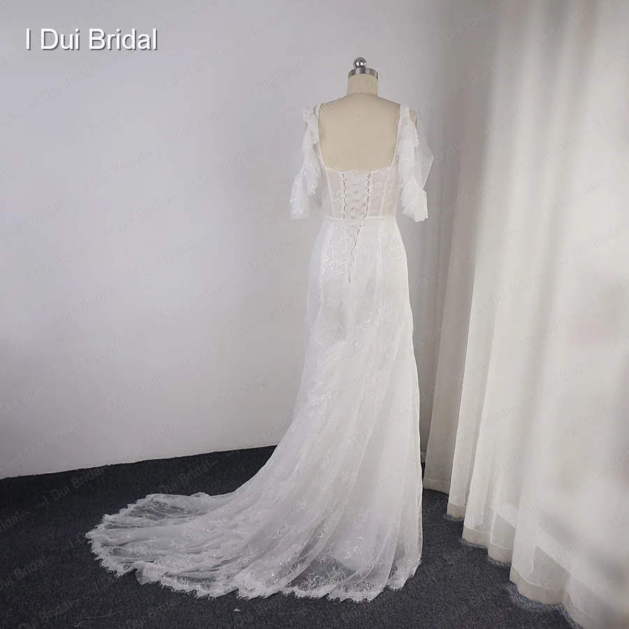 Свадебное платье с расклешенными рукавами и блестками, Кружевное Свадебное бохо-платье, фабричное изготовление на заказ