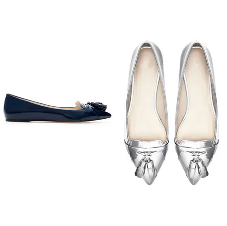 silver pointed toe flats