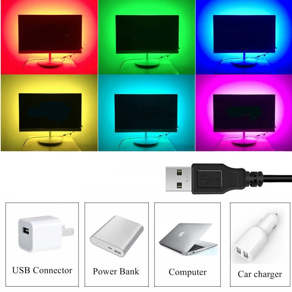 

Smuxi DC5V 100/200/300CM WS2812 SMD5050 Waterproof Smart IC USB LED Strip Light+17 Keys Remote Control