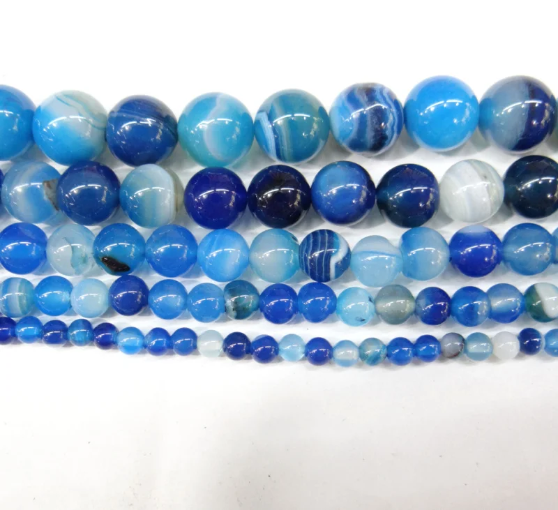 

Natural Stone Banded Blue Lace Agates Round Loose Beads 4 6 8 10 12MM Pick Size DIY Bracelet Necklace Beads For Jewelry Making