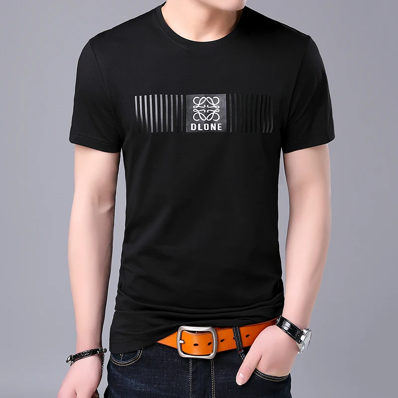 Новая модная брендовая мужская футболка с круглым вырезом, летняя уличная одежда, трендовые корейские футболки с коротким рукавом и принтом, мужская одежда