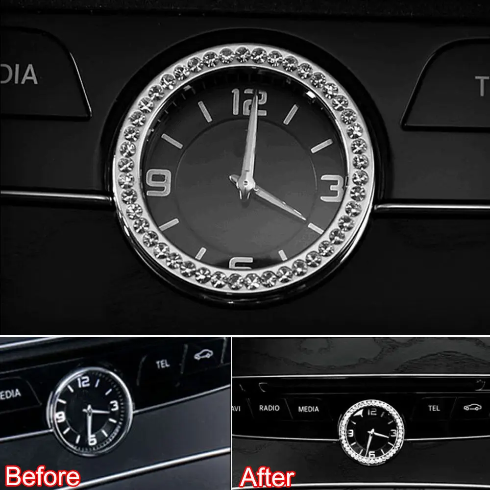 Console Dashboard Clock Watch Cover Trim Diamond Decor Ring Car Covers