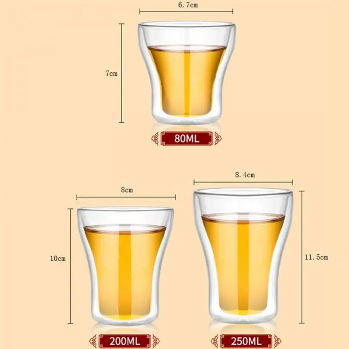 Продажа Мини Ручной Работы Прозрачная Изолированная стеклянная чашка с двойными стенками чайная кофейная стеклянная чашка для домашнего