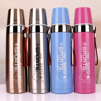 

BearKnight 750ML Large Capacity Creative Stainless Steel Vacuum Bullet Thermos Portable Rope Hoist Thermos Mug Hot Water Blttle