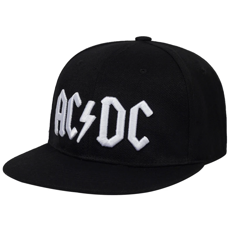 Новинка, бейсболка с вышитыми буквами AC/DC, бейсболка в стиле рок, хип-хоп, Снэпбэк кепки для мужчин и женщин, модная кепка, повседневные шляпы для диджея, рок, папы - Цвет: Белый