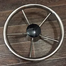 13," Рулевое колесо для лодки 25 градусов 5 спиц для морской яхты аксессуары полированная 316 нержавеющая сталь черный пластик Центральная крышка