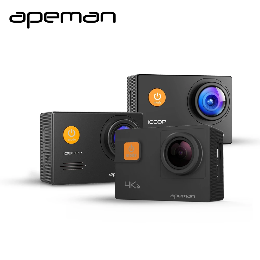 Apemanアクションカメラa66 A70 A80 4 K 1080 Pのhd防水スポーツヘルメットビデオカメラビデオカメラ新しいカメラケースone バッテリー Action Camera Helmet Camera Sportcamera Action Camera Aliexpress