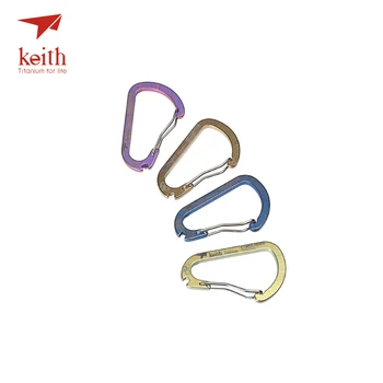 

Keith 1 Pcs Titanium D Shape Buckle Carabiner Survial Key Chain Carabine Hook Clip Camping Equipment Buckles 4 Colors