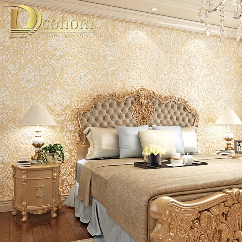 Luxury Damask Embossed Textured PVC Living Room Wallpaper Roll Cream-white 5.3㎡
