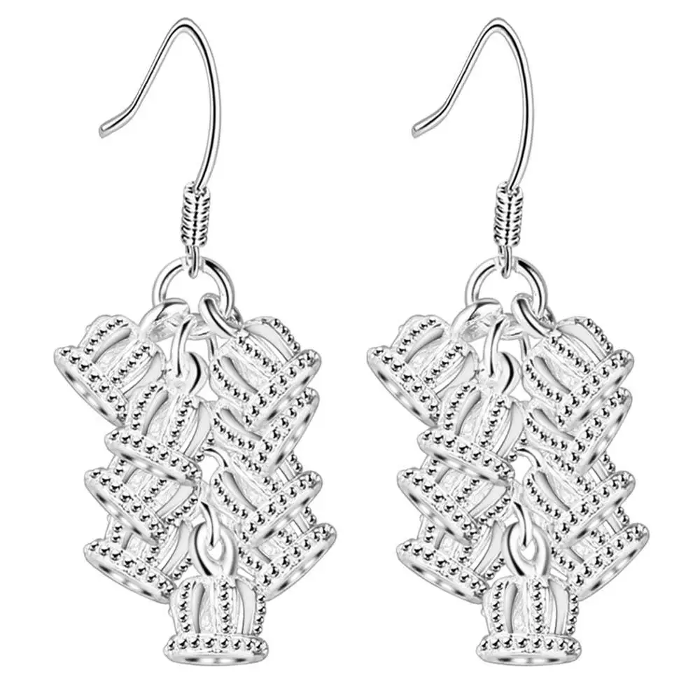 Wholesale Low Price Silver Plated Crown Drop Earrings Fashion Party Dress Jewelry Wedding Gift For Women drop shipping brincos photo