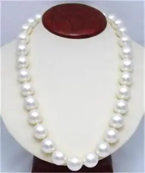 

Free shipping >>>>>>12mm White South Sea Shell Pearl Round Beads Necklace 25" AAA