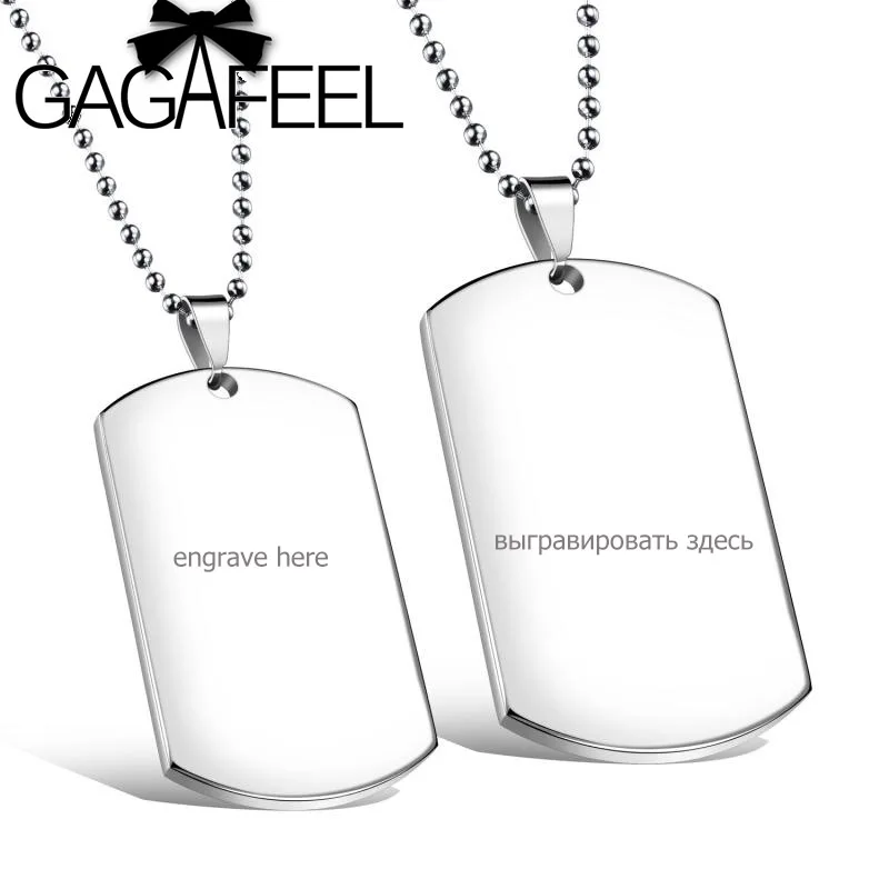 

GAGAFEEL Personalized Lettering Stainless Steel Couple Necklace For Women Men Army Military Pendant Necklace for Christmas Gift
