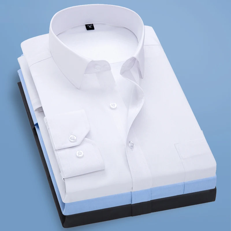 men dress shirt long sleeve Business Classical offices men s shirts casual slim fit plus size 3
