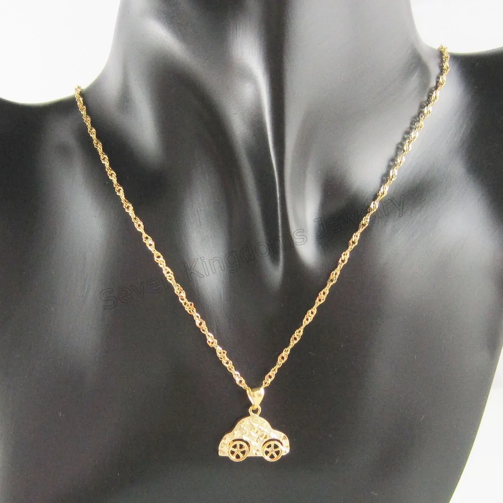 

Min order 10$ can mix design - YELLOW GOLD - COLOR OVERLAY 18" NECKLACE&VIVID CAR SEDAN AUTO SHAPE PENDANT