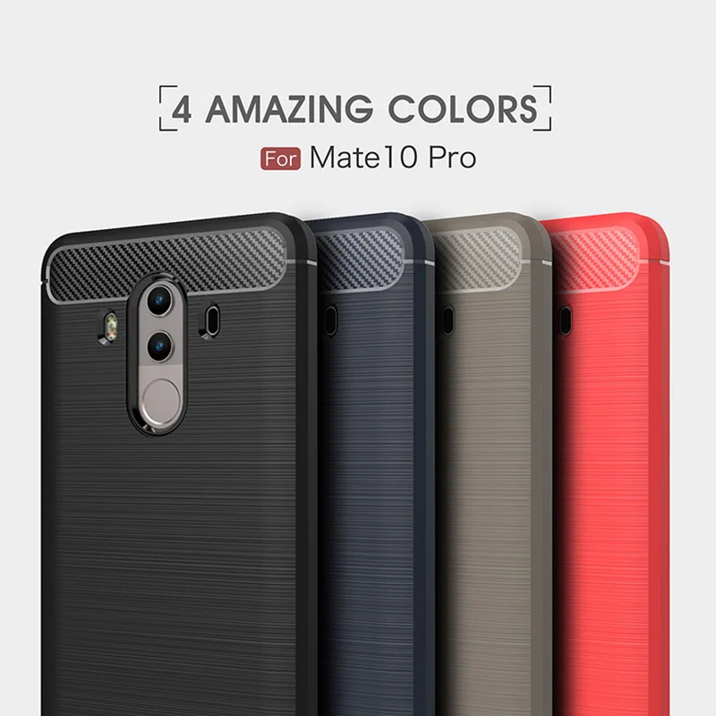 

1Pcs Luxury Mobile Phone Cases for Huawei Mate10 Pro Silicone Drop Protection Gel carbon fiber Soft Shell