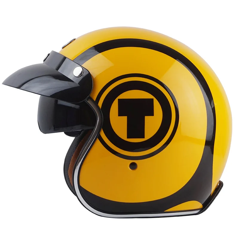TORC casco capacete винтажные шлемы T57 moto Кафе racer moto rcycle скутер 3/4 ретро открытый шлем M L XL с солнцезащитным козырьком - Цвет: yellow