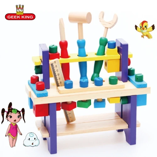 

Baby Toys Kids Pretend play Multifunctional wrench Tool Set Maintenance Box Wooden Toy Baby Nut Combination educational toys