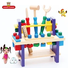 Baby Toys Kids Pretend play Multifunctional wrench Tool Set Maintenance Box Wooden Toy Baby Nut Combination educational toys kids screw wood educational toys wooden toy baby gift children assemble puzzle removable nut combination dismounting tool