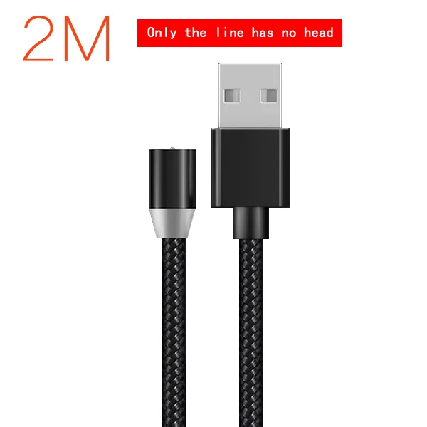 CBAOOO 360 светодиодный магнитный Micro USB кабель type-C зарядный кабель для iPhone XR XS MAX X 8 7 6 Plus Магнитный зарядный провод для мобильного телефона - Цвет: No plug only cable