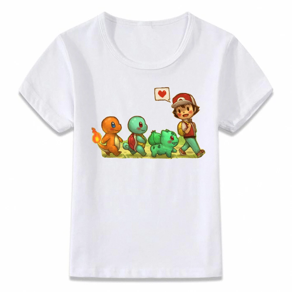 Детская одежда футболка детская футболка с изображением Pokemon Starters Squirtle Charmander Bulbasaur and Pikachu футболка для малыша для мальчиков и девочек