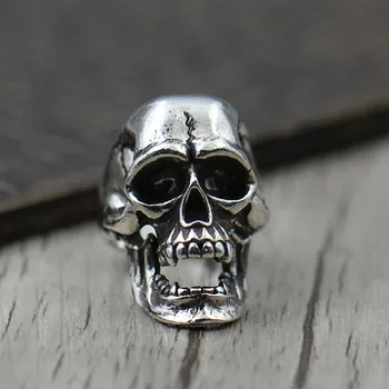 

Thai silver Vintage Carved skull ring opening personality unique retro S925 Sterling Silver Ring domineering