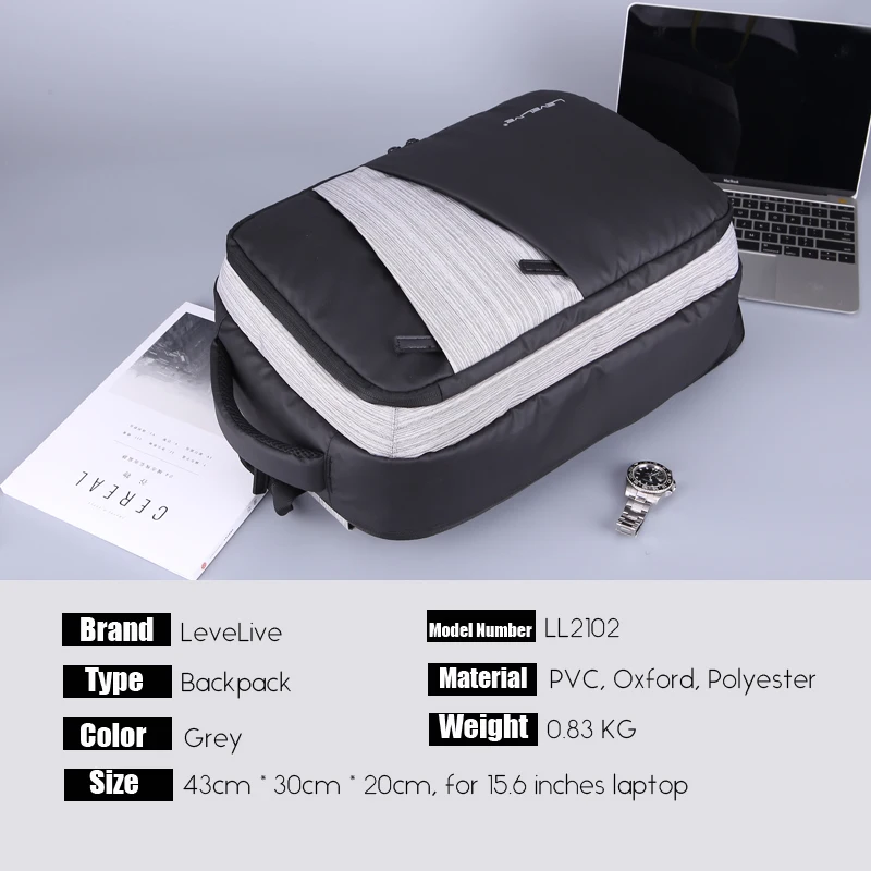 LeveLive бренд высокое ёмкость USB перезарядки 15 6 дюйм(ов) ноутбук рюкзак для мужчин