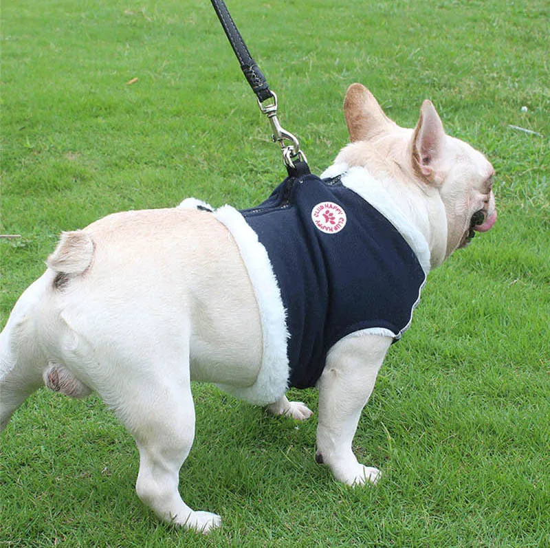 MySudui Small Dog Harness Vest With Lead French Bulldog Puppy Harness And Leash Reflective Winter Dog Clothes Pet Coat Vest Warm (8)