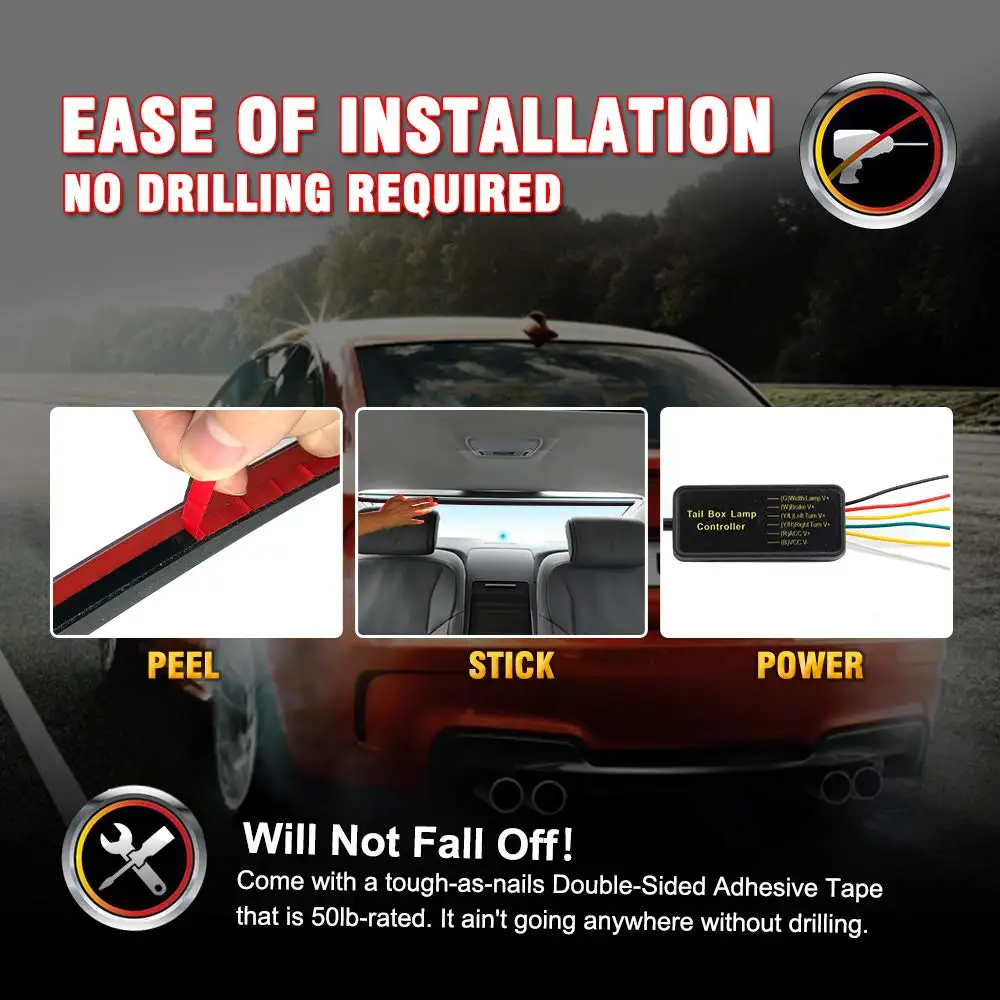 Universal Car LED Brake Light 40 intch Turn Signals Lamp Running Double Flash Additional Brake Lights Car Styling accessories Universal Car LED Brake Light 40 intch Turn Signals Lamp Running Double Flash Additional Brake Lights Car Styling accessories