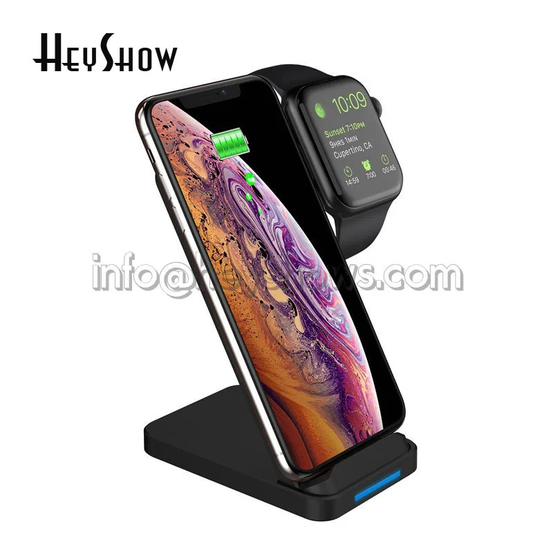 2 в 1 iPhone/samsung телефон и Смарт часы с будильником подставка для держателя для iWatch Band 4 3 2 1 с функцией беспроводной зарядки