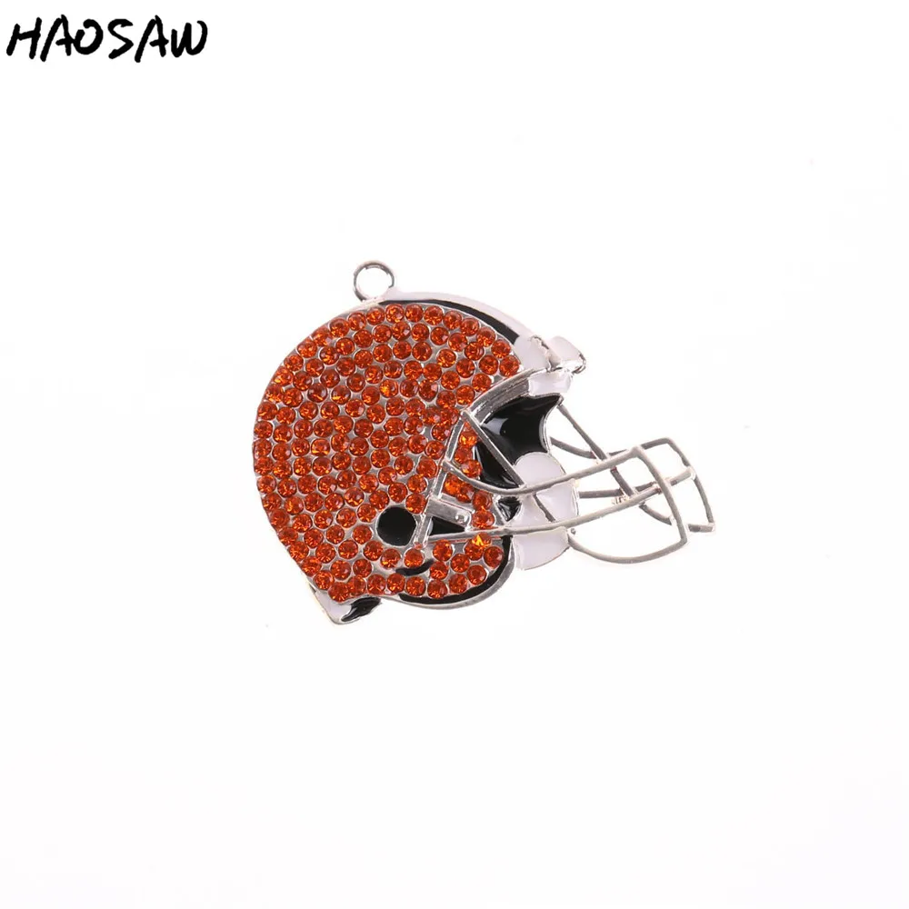 Pendant Jewelry 10pcs/lot Rhinestone Helmet Football Team Pendant Sport