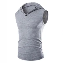 Летняя брендовая одежда для бодибилдинга, фитнеса, Хлопковая мужская майка с капюшоном, майка, спортивная одежда без рукавов, рубашка с капюшоном