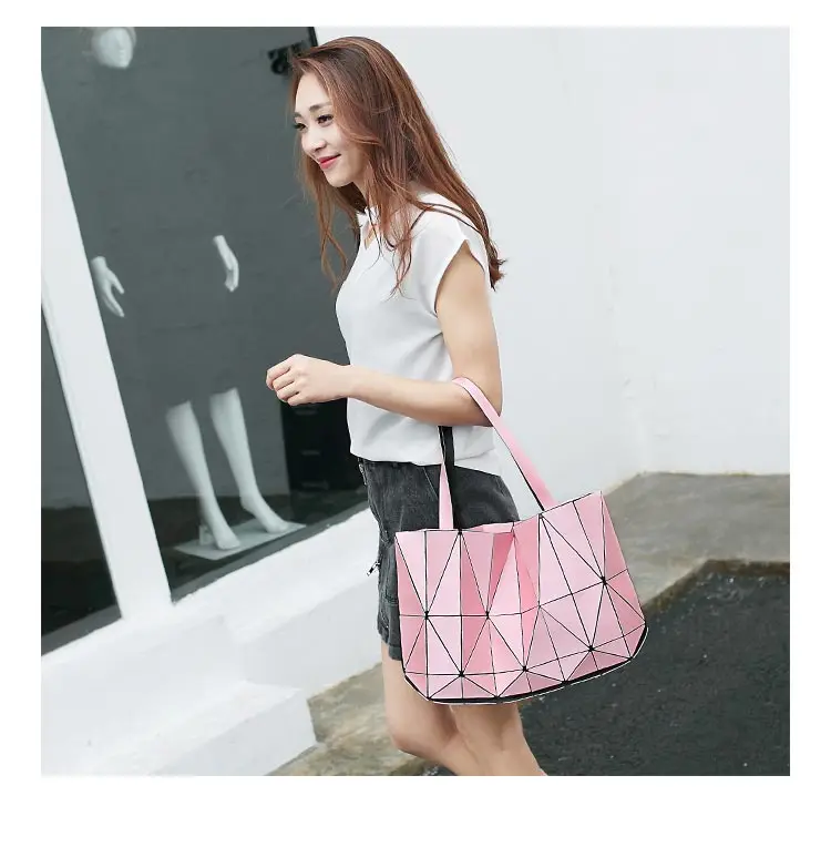 Lasen bag hot sale women BAO BAO Bag Lady Geometry Package Sequins Mirror Saser Plain Split Joint Mujer Mosaic Top Handle Tote Shoulder Bags (10)