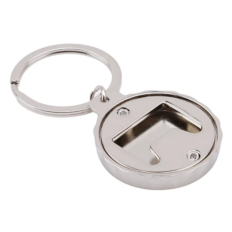 

New Creative Beer Bottle Cap Opener Keychain Metal Car Key Chain Round Simple And Stylish Portable Bottle Opener