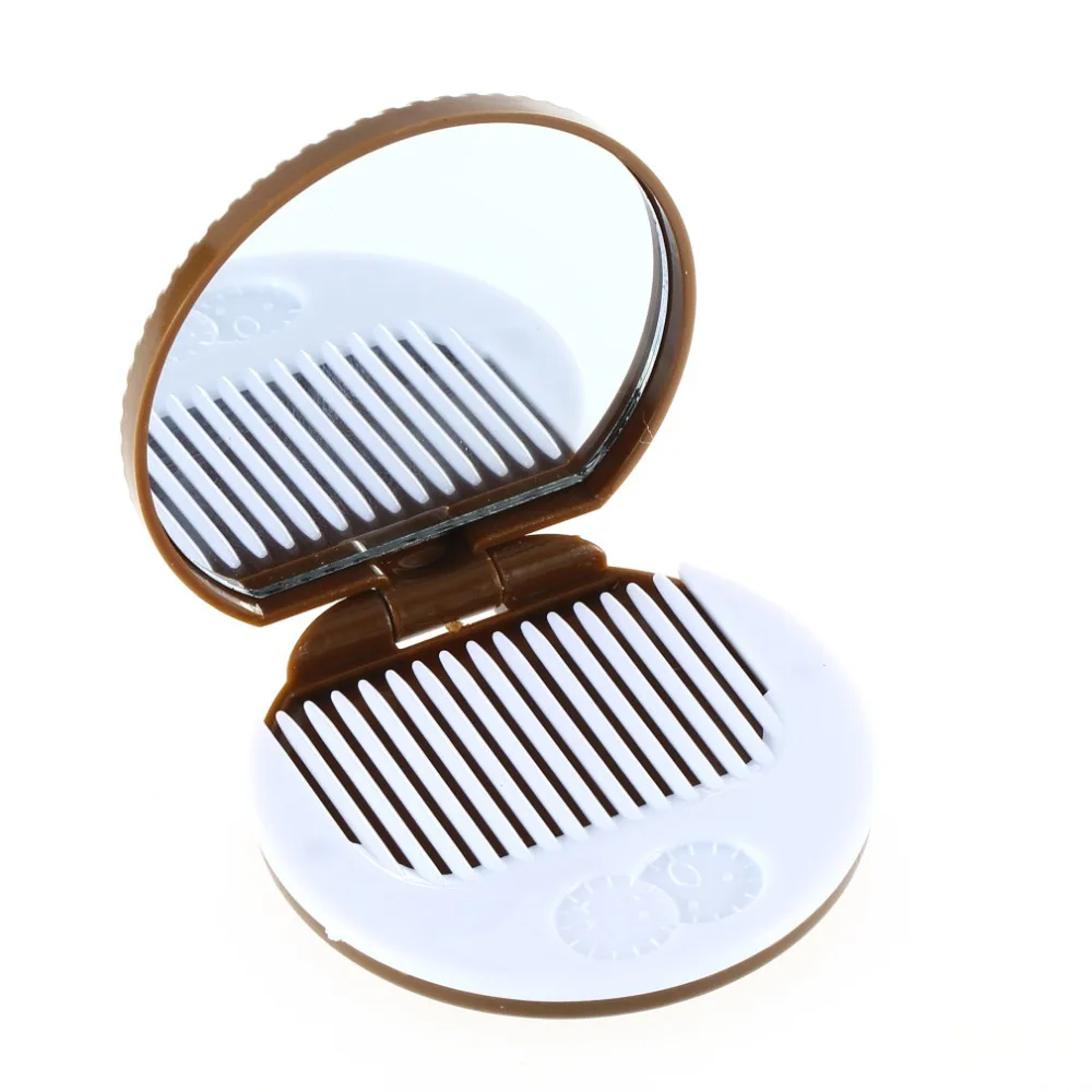 

Promotion 1pcs New arrival ght Brown Cute Cookie Design Mirror Makeup Chocolate Comb Travel pockets Foldable makeup mirror